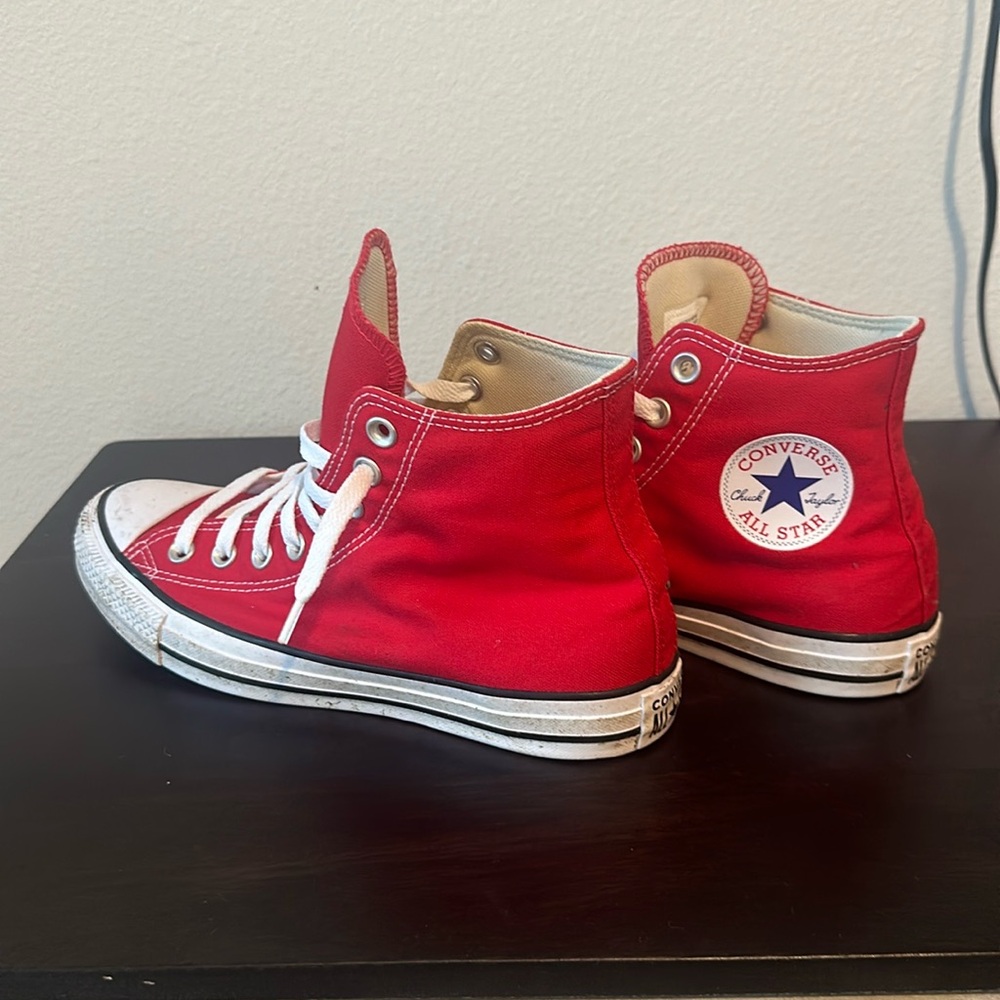 Women’s red converse high top size 9